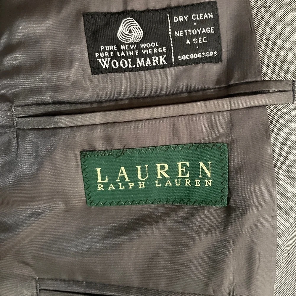 Lauren Ralph Lauren Suit Jacket‎ Mens 44R Grey 100% Wool Coat